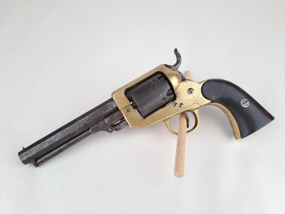 Mycket sällsynt William Irving pocket revolver med mässingsstomme, bild 1 av 3