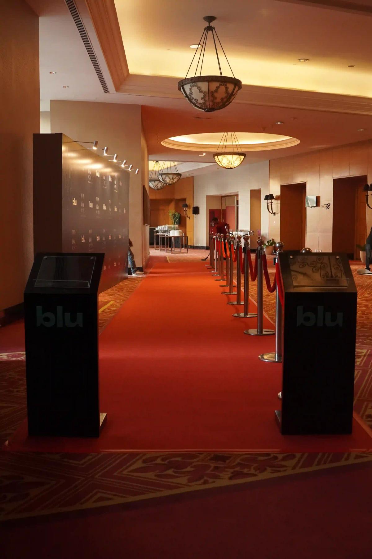 Registration Totem Red Carpet Blu Gala Blu 2nd Anniversary at JW Mariott Hotel - Katakita Live Vendor Production Event Internal Company Gathering Decoration