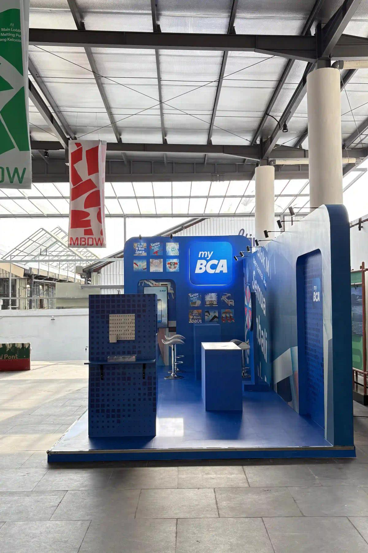 Tampak Depan MyBCA at Mbloc Design Week 2026 - Katakita Live Vendor Production Customize Booth 2 Bukaan Bank Brand Activation