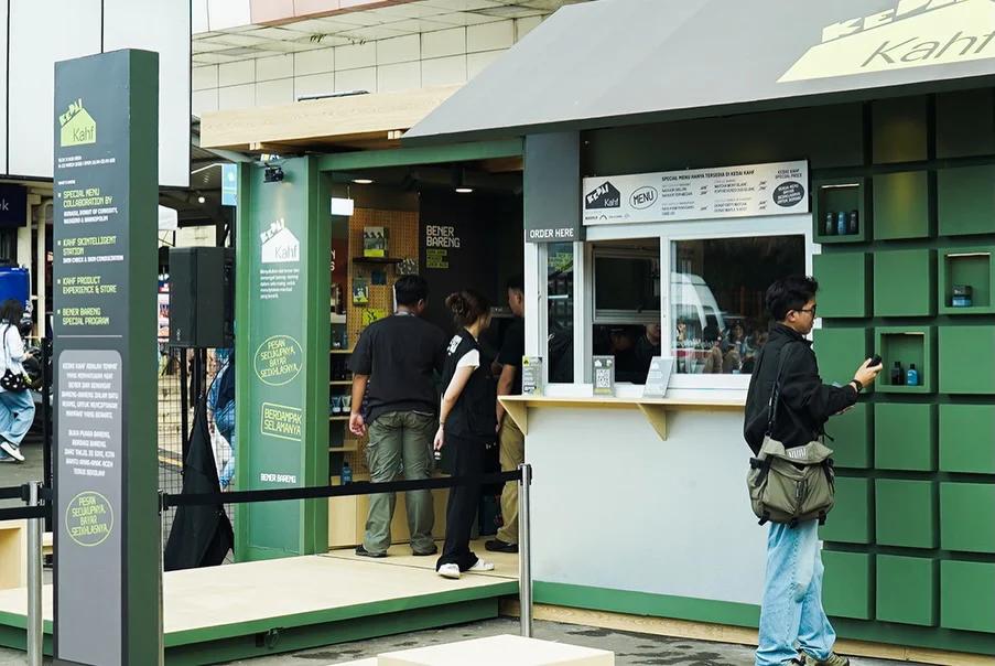 Front Details Kedai Kahf - Katakita Live vendor production custom booth brand activation blok m weather proof outdoor