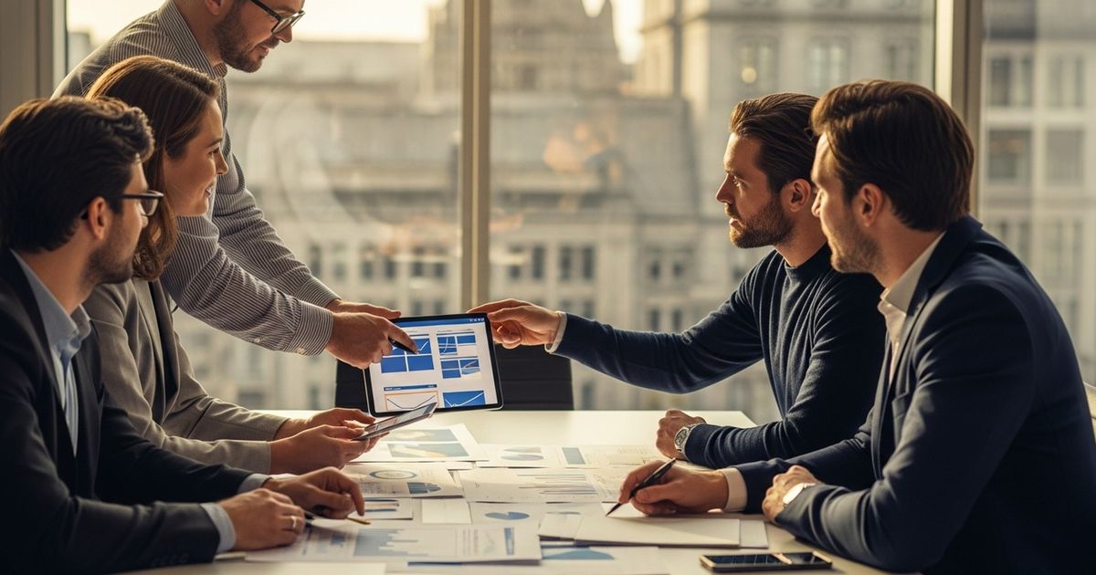 Marketing team collaborating around a conference table in a modern Aberdeen office — SEO agencies in Aberdeen