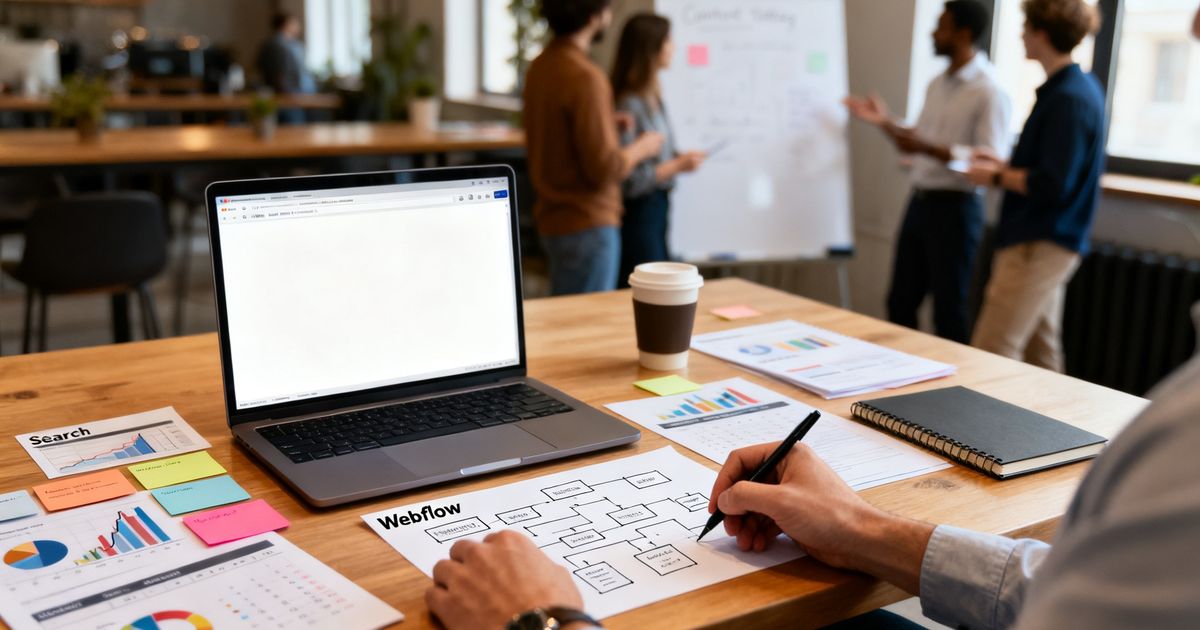 Developer optimizing a Webflow SaaS marketing site for webflow seo