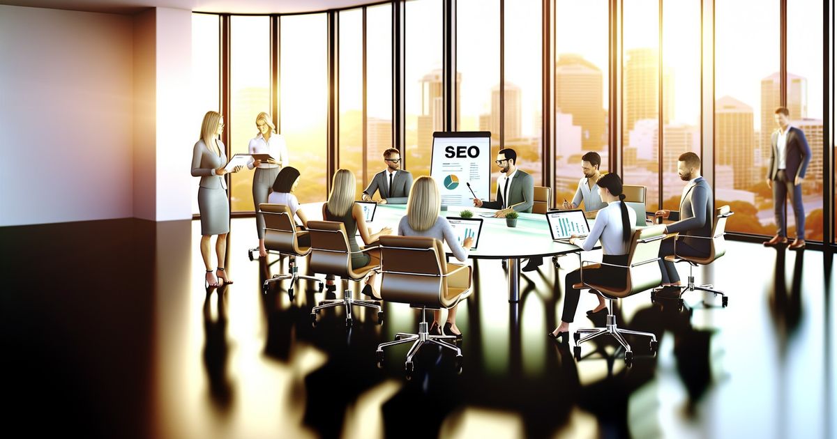 Marketing team collaborating in an Adelaide office reviewing an SEO site audit — representing SEO agencies in Adelaide