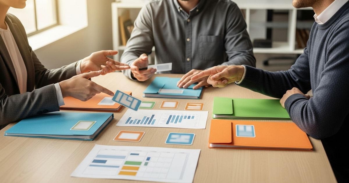 Small startup marketing team in a downtown Austin office comparing SEO software options
