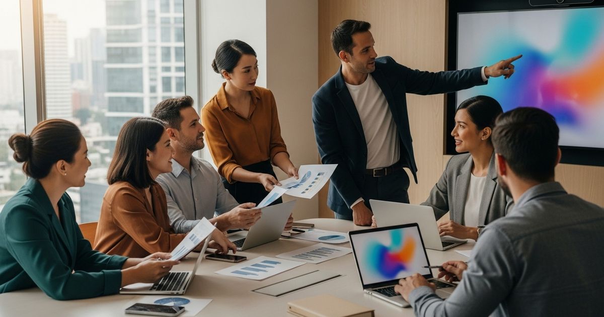 Marketing team collaborating in a modern Manila office to plan SEO strategy for seo agencies in manila