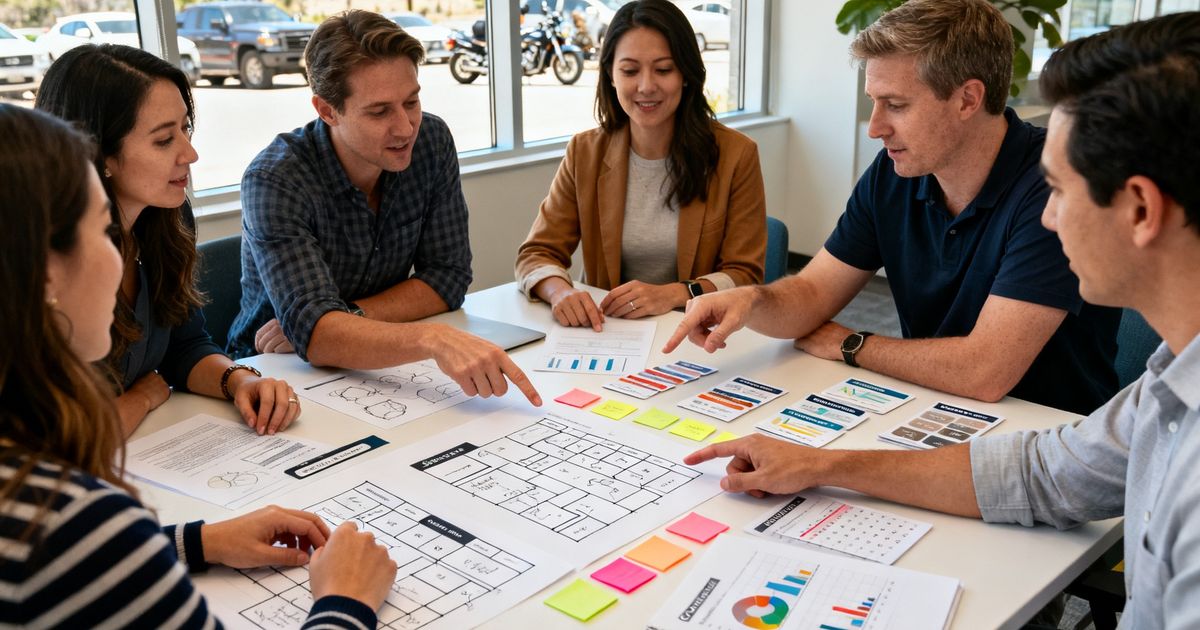 Content team planning Sitecore SEO strategy in a modern Austin office