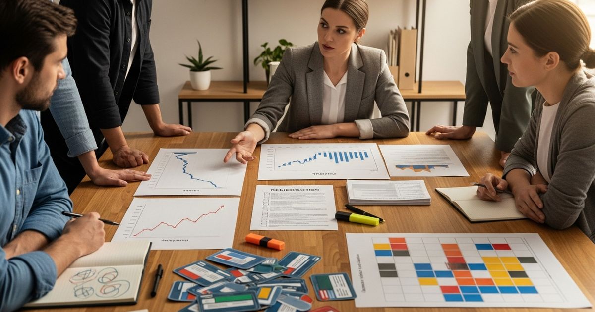 SEO specialist conducting a penalty audit with traffic charts and remediation notes — how to recover from google penalty