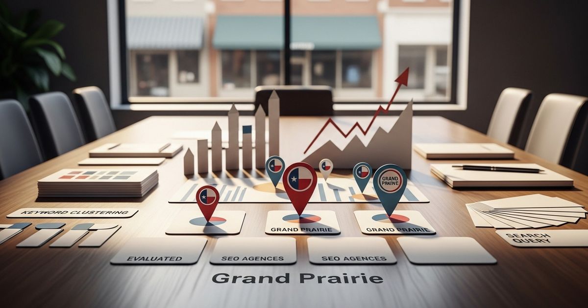 Marketing team collaborating in a modern Grand Prairie office for local SEO strategy