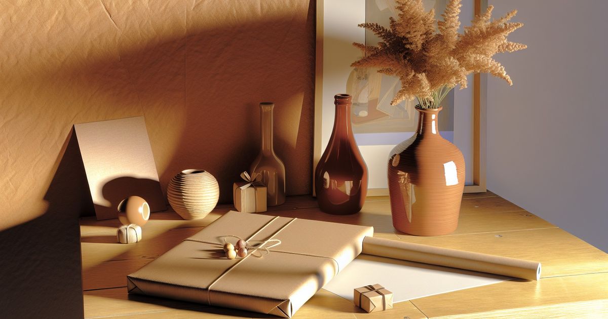 Hyper-realistic curated gift-display on a wooden table with warm lighting, evoking a boutique gift shop atmosphere