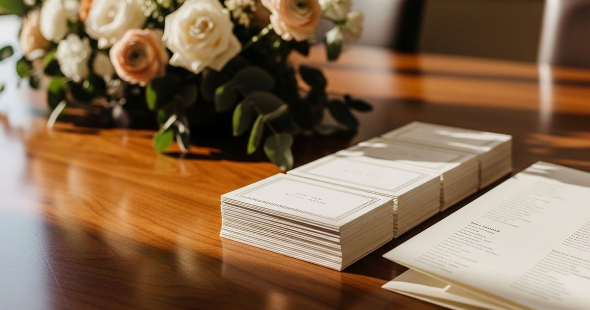 Warm, modern close-up of an elegant conference table setup evoking professional event planning