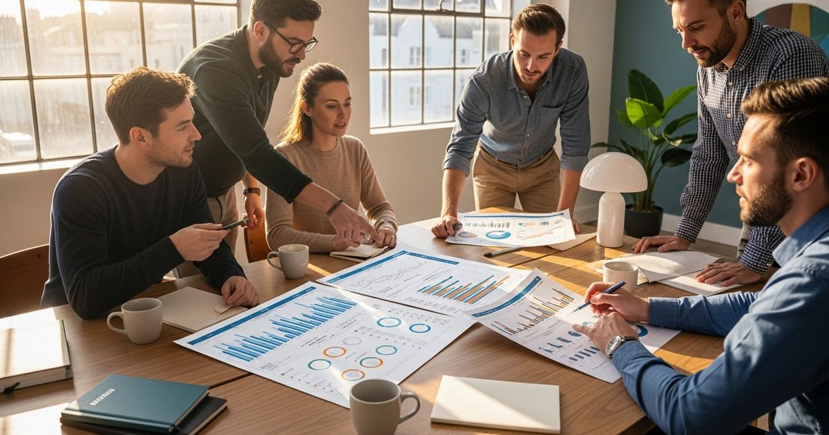 Marketing team collaborating in a Brighton office while preparing strategies for SEO agencies in Brighton