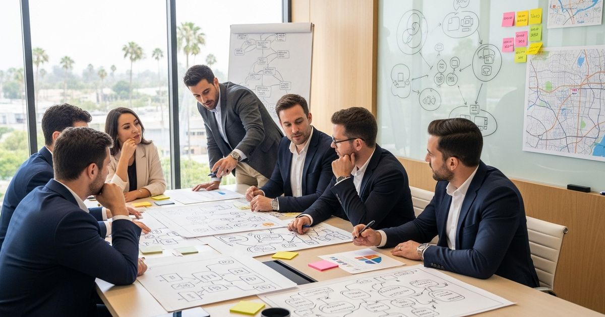 Marketing team planning SEO content and local keyword strategy in a Riverside, CA office — representing seo agencies in riverside
