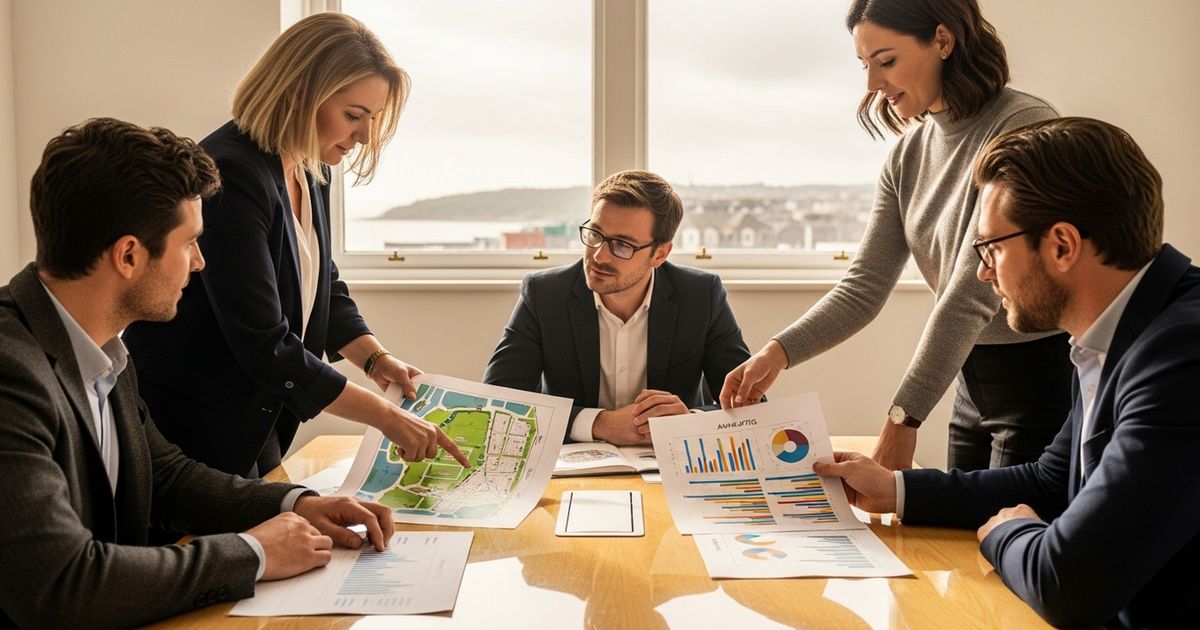 Marketing team collaborating on SEO strategy in a Plymouth office — SEO agencies in Plymouth