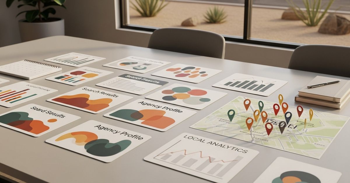 Marketing team collaborating in a Peoria, Arizona office, discussing SEO strategy for local businesses — seo agencies in peoria
