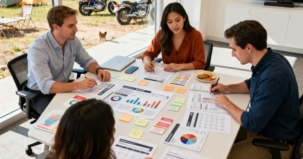 Marketing team planning Snipcart SEO strategy for product pages in a startup office