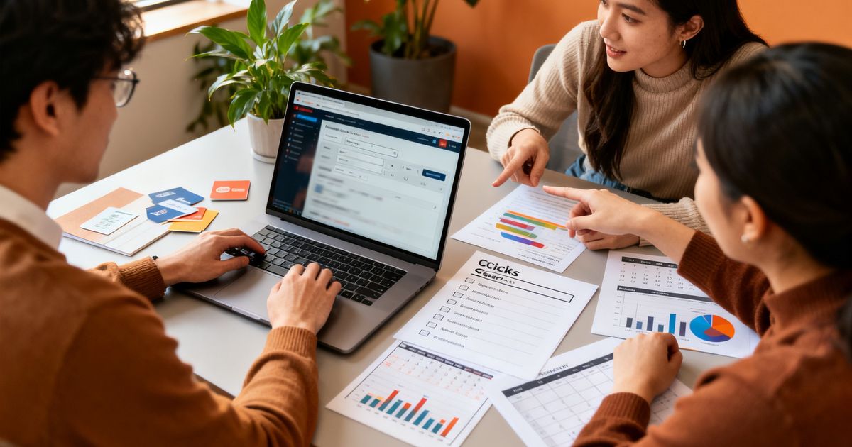 Marketing team optimizing a Duda website's SEO settings together — Duda SEO