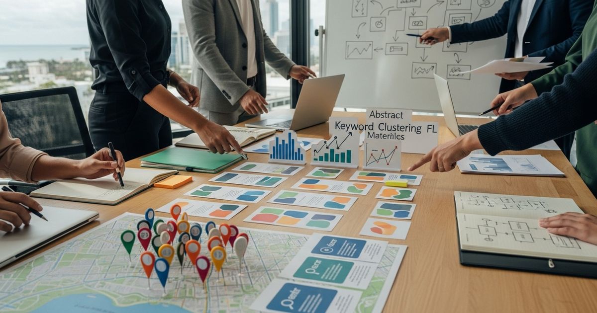 Marketing team collaborating in a St. Petersburg, Florida office, planning SEO strategy for local businesses and SEO agencies in St. Petersburg