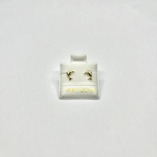 14K Yellow Gold Dolphin Stud Earrings with Screw Back
