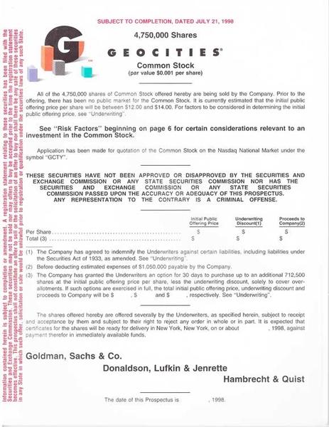 Geocities IPO Prospectus