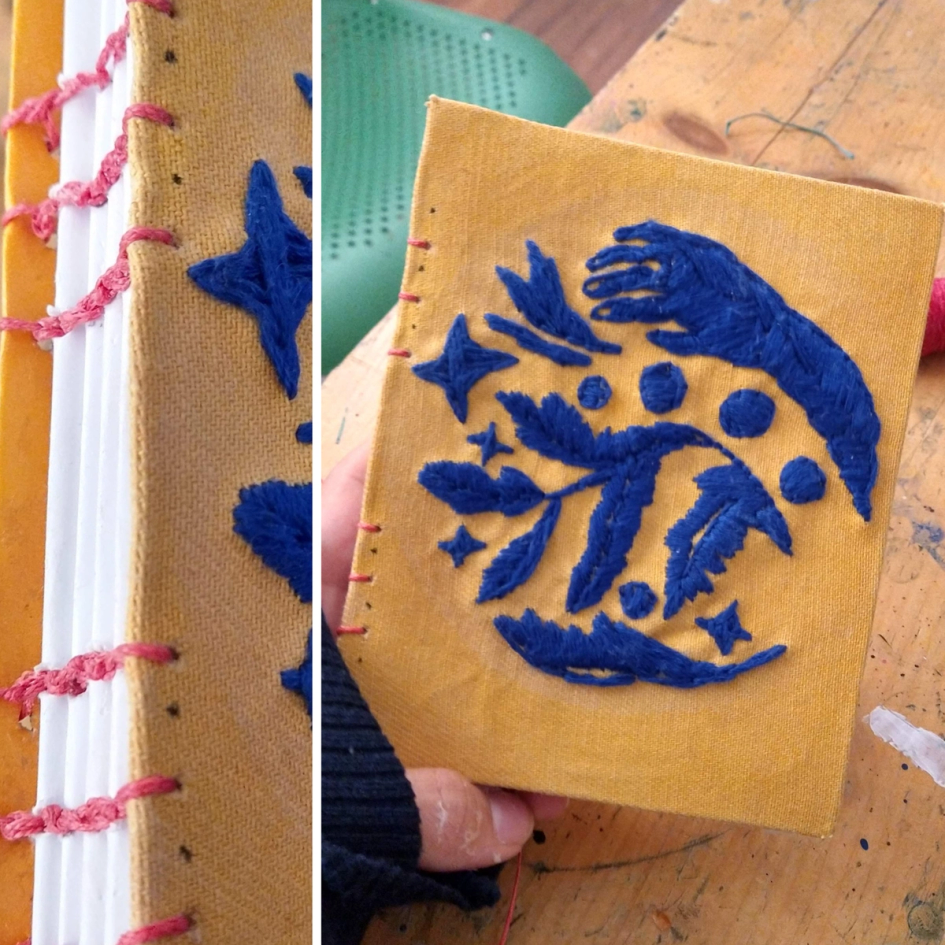 Picture of an embroidered hand made book.