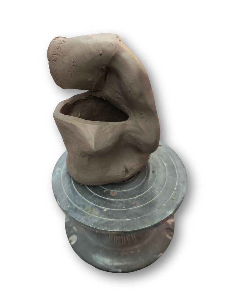 Ceramic clay on wheel
