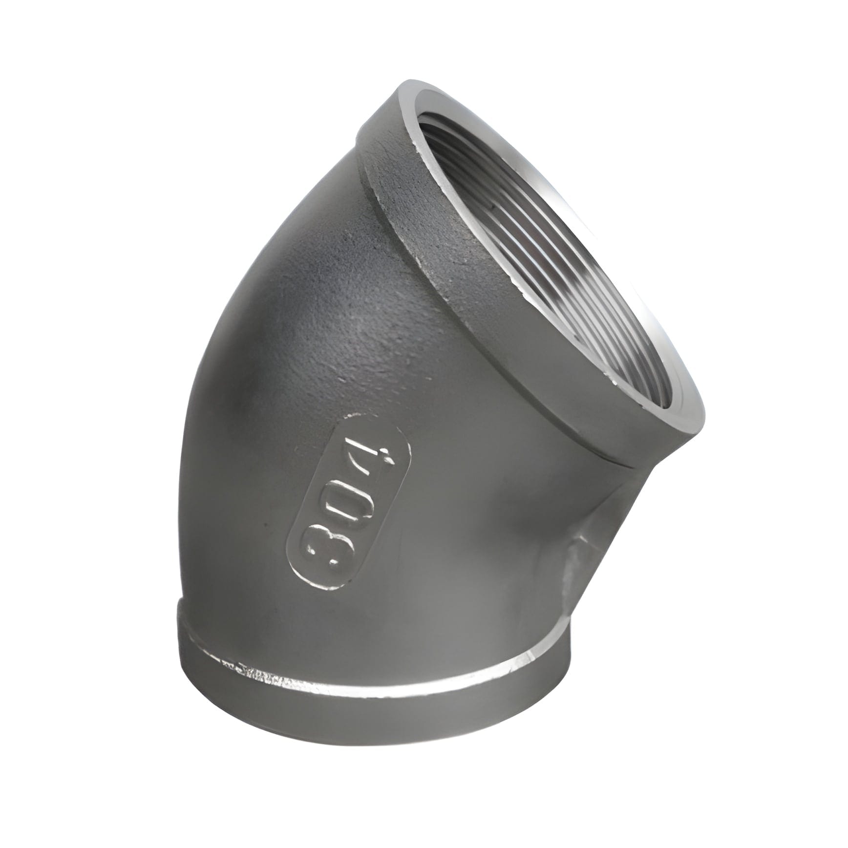 CODO INOX. X 45 C-304 C/ROSCA X 150 LBS.