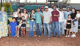 The winning connections of Jc The Hitman accept the Cherokee Nation Stakes trophy at Fair Meadows Saturday.
