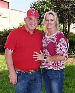 Toby Keeton with his wife Cindi after accepting the leading trainer of the meet award at Sam Houston Race Park.