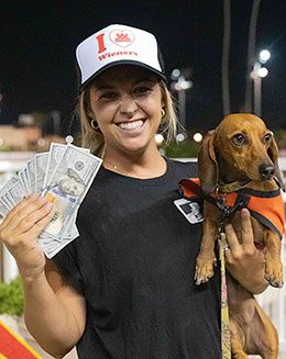 Flo Gregory and champion Weenie.