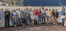 The winning connections of Fortuens Seis Aces accept the Firecracker Derby stakes trophy.