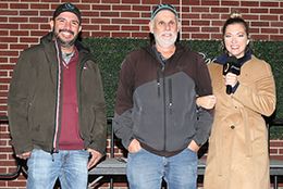 Tony Cunningham (center) is joined by his longtime assistant trainer Salvador Villalobos, for the Leading Quarter Horse trainer award at Horseshoe Indianapolis.