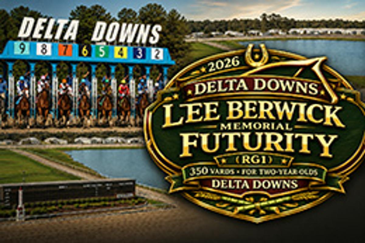 StallioneSearch.com releases its webcast coverage of the 2026 Lee Berwick Memorial Futurity (RG1) from Delta Downs in Vinton, Louisiana.