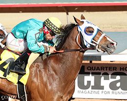 Jess Cartel Blue and jockey Ali Rivera win the closing trial to get the third fastest clocking Friday at Ruidoso Downs.