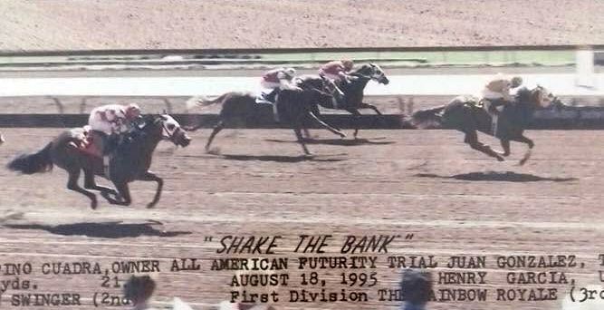 Shake The Bank posted the fastest qualifying time to the 1995 All American Futurity