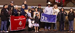 The winning connections of Pretty Lil Poison accept the $125,650 PSBA American P&A Classic Futurity-G1 trophy at Remington Park on Friday.
