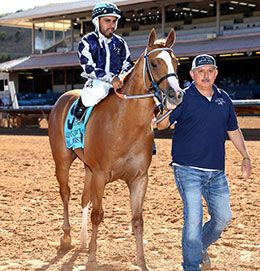 Grade 1 winner Political Twist with jockey Luis Martinez and trainer Xavier Rodriguez returns to the Ruidoso QH Futurity winner's circle on Sunday.