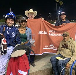 Abigail Kawananakoa Stakes - in the winner's circle jockey Cesar Franco and trainer Elena Andrade and husband Oscar Andrade.