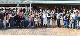 The winning connections of Rc Jessa Flashn accept the New Mexico Classic 870 Championship stakes trophy at Zia Park.