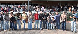 The winning connections of Pavel accept the $60,000 New Mexico Classic Quarter Horse Juvenile trophy at Zia Park on Sunday.
