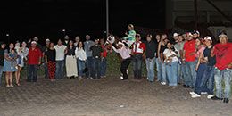 The winning connections of Capos Train Station accept the Ruidoso Maiden Stakes trophy on Saturday; Coady Media