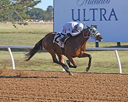 On Monday, Vesper Martini, ridden by Roman Cruz, wins the $74,500 Pot O Gold Futurity [G1] at Will Rogers Downs.