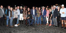The winning connections of Diamond Cowgirl 123 accept the Texas Classic Juvenile trophy.