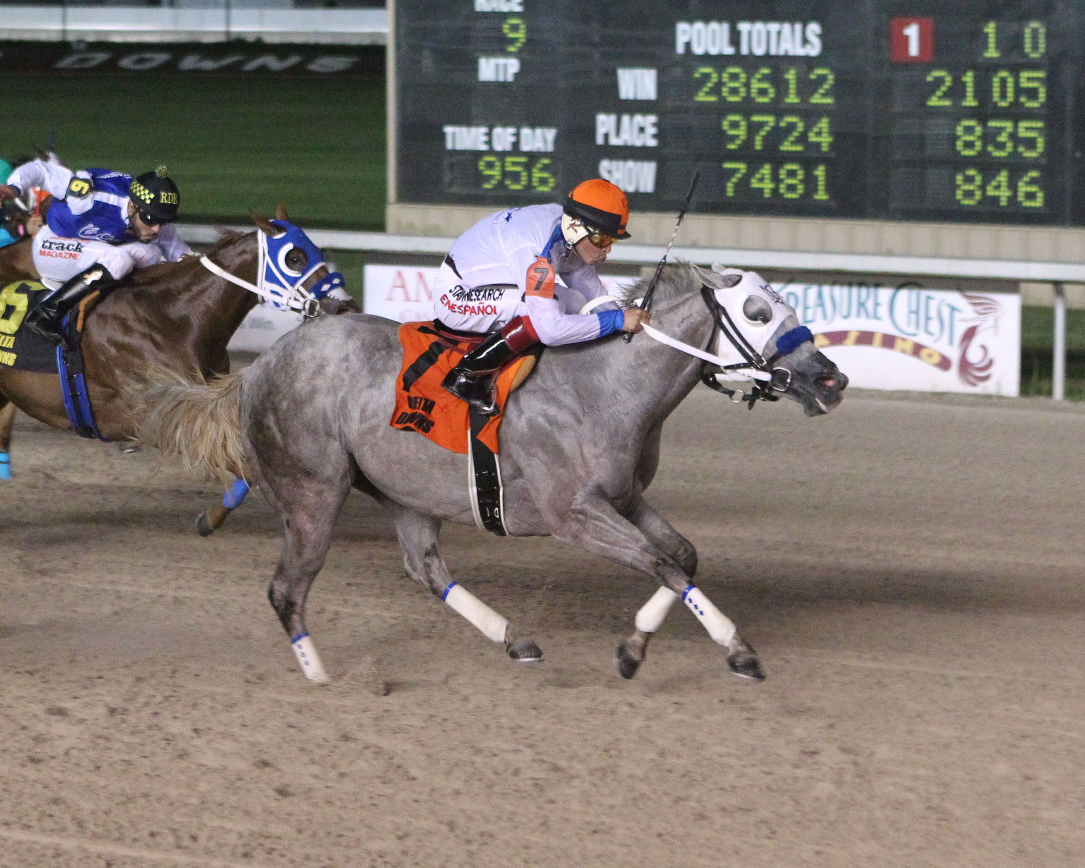 Deville and Cardenas teamed with breeder Tate Farms and trainer Ned Goutierrez in 2019 with Tf Shez Jess Dashin, shown setting a New Track Record in the Lassie Futurity-RG1