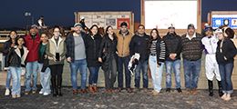 The winning connections of Mr Michel accept the $53,200 SLM Big Daddy Stakes [G2] trophy at Remington Park on Sunday.