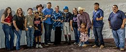 The winning connections of Pk Pure Rogue accept the $50,000 Miss Polly Classic Stakes trophy at Delta Downs on Friday.