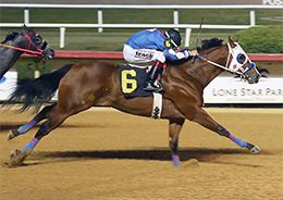 Ajs Tres Of Paint shown winning his trial heat to the Texas Classic Futurity-G1.