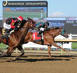 Drinkinatacartelbar, under jockey Luz Martienz, posted the second fastest time in trial 2 on Tuesday at Horseshoe Indianpolis.