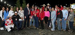 The winning connections of KJ Desparado accept the $118,000 Refrigerator Championship Stakes [G1] trophy at Lone Star Park on Saturday.