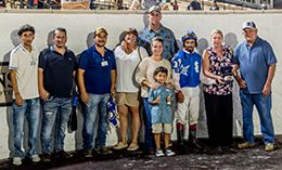 The connections of One Fast Cajun accept the Faubourg St John Stakes winning trophy at Delta Downs on Friday.