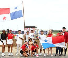 Team Panama celebrates in the Horseshoe Indianapolis winner's circle on Wednesday afternoon.